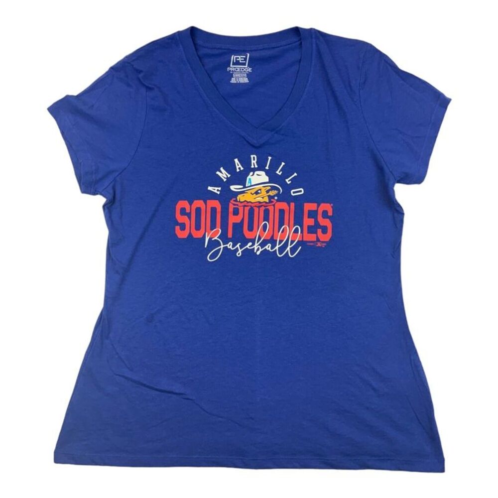 Amarillo Sod Poodles Minor League Baseball Girls T-Shirt Blue, Medium (8/10)